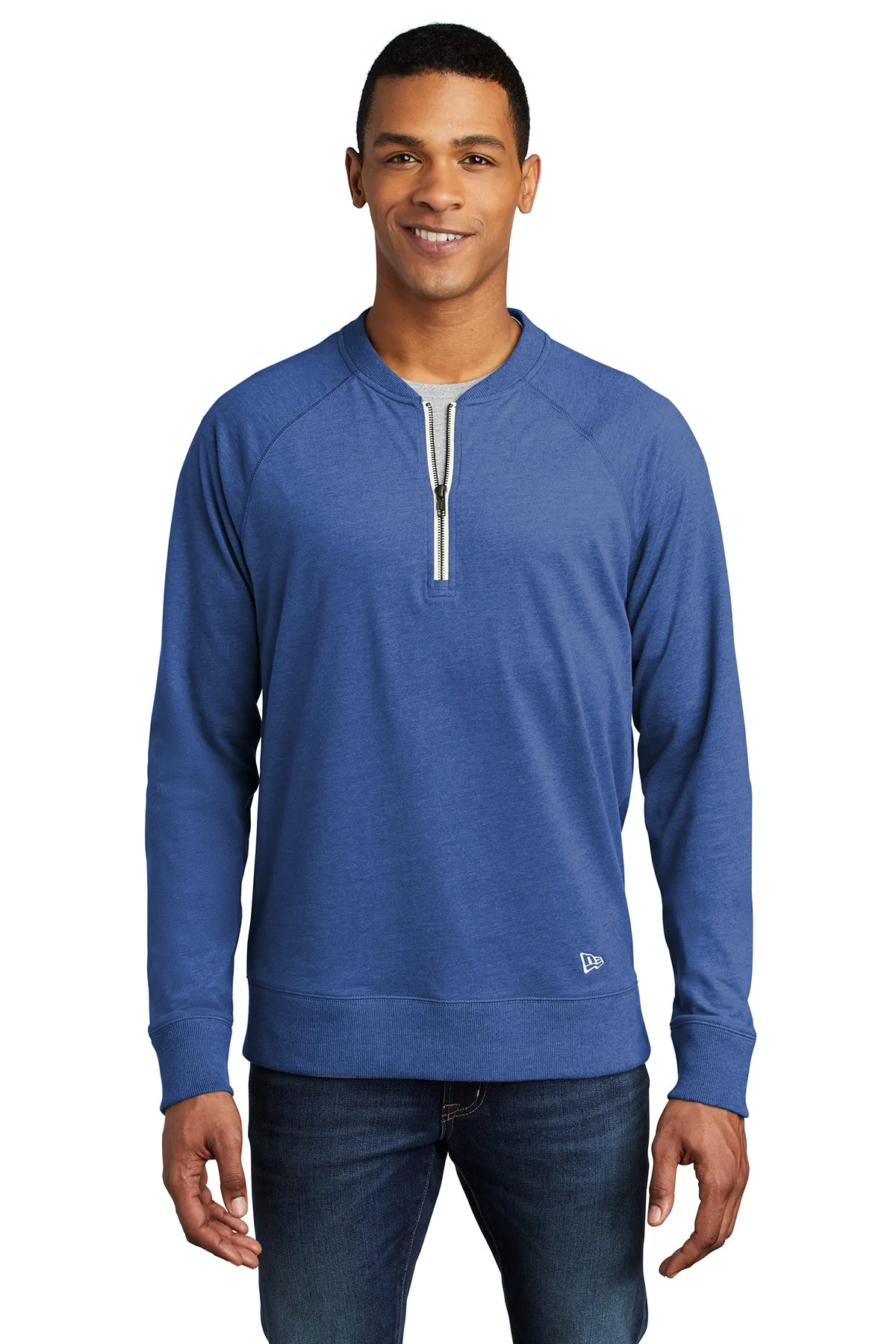 New Era Sueded Cotton Blend Custom Quarter Zips, Royal Heather