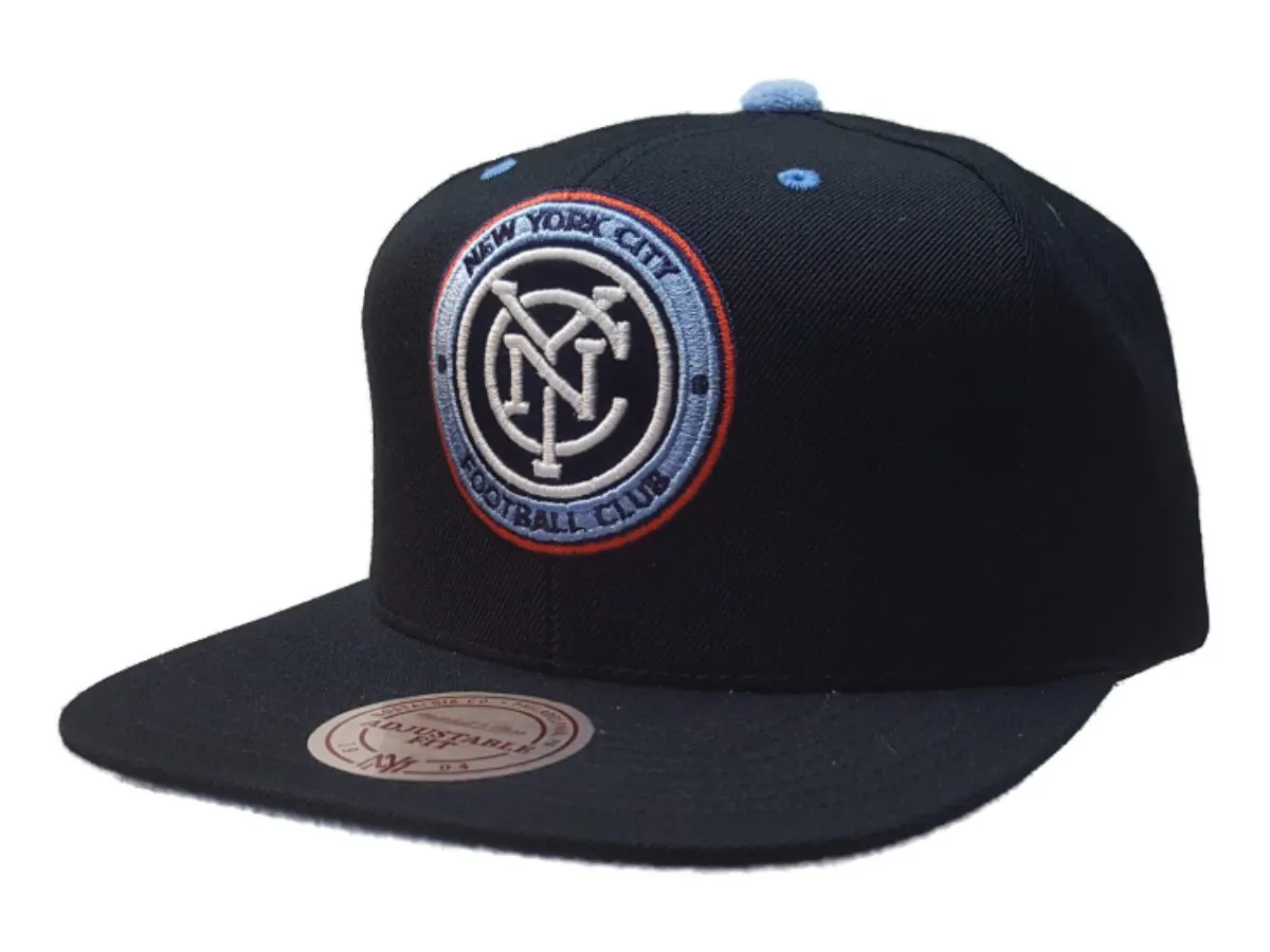 New York City FC Mitchell & Ness Black Velvet Flat Bill Snapback Hat Cap