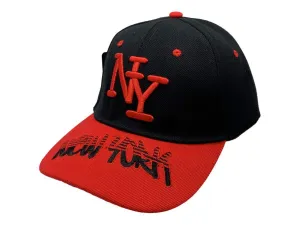 New York "NY" XM Black & Red Semi-Structured Adjustable Strap Hat Cap AA675