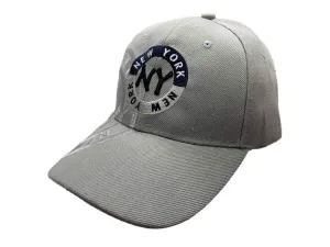 New York "NY" XM Gray & Navy Semi-Structured Adjustable Strap Hat Cap AA249