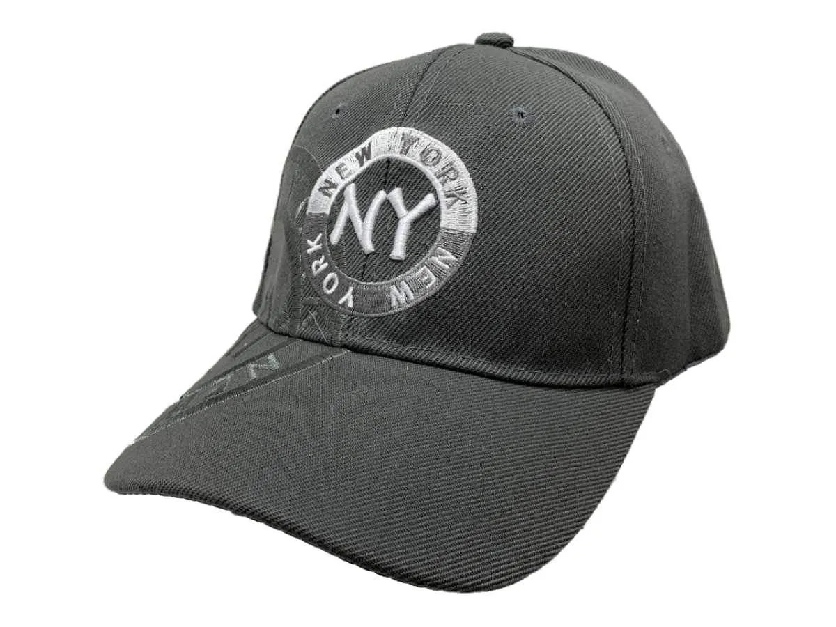 New York "NY" XM Gray & White Semi-Structured Adjustable Strap Hat Cap AA249