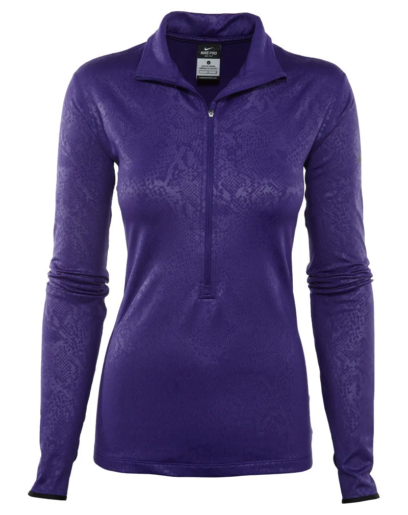 Nike Pro Hyperwarm Embossed 1/2 Zip Pullover Top Womens Style : 695578