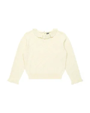 Openwork Knit Pullover in Creme Bonton