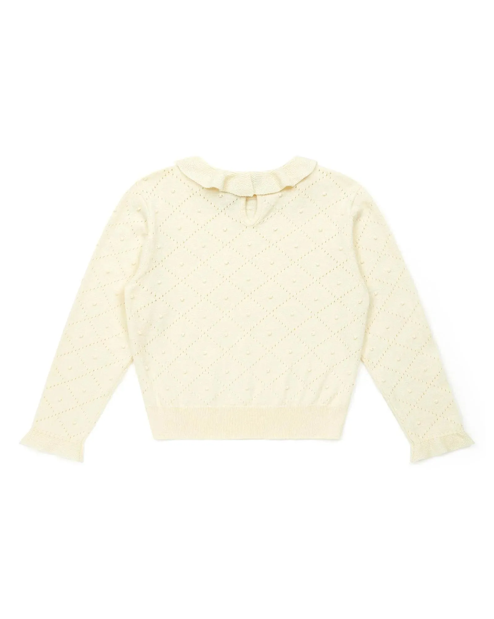 Openwork Knit Pullover in Creme Bonton