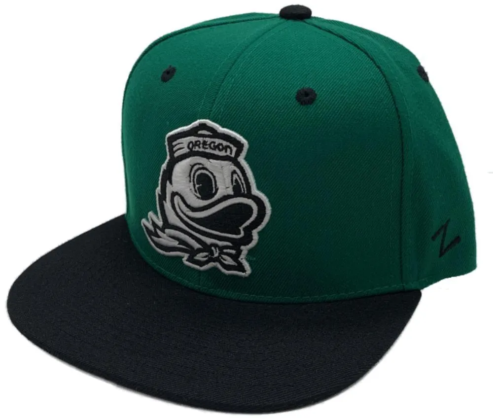 Oregon Ducks Zephyr Green & Black Structured Snapback Flat Bill Hat Cap