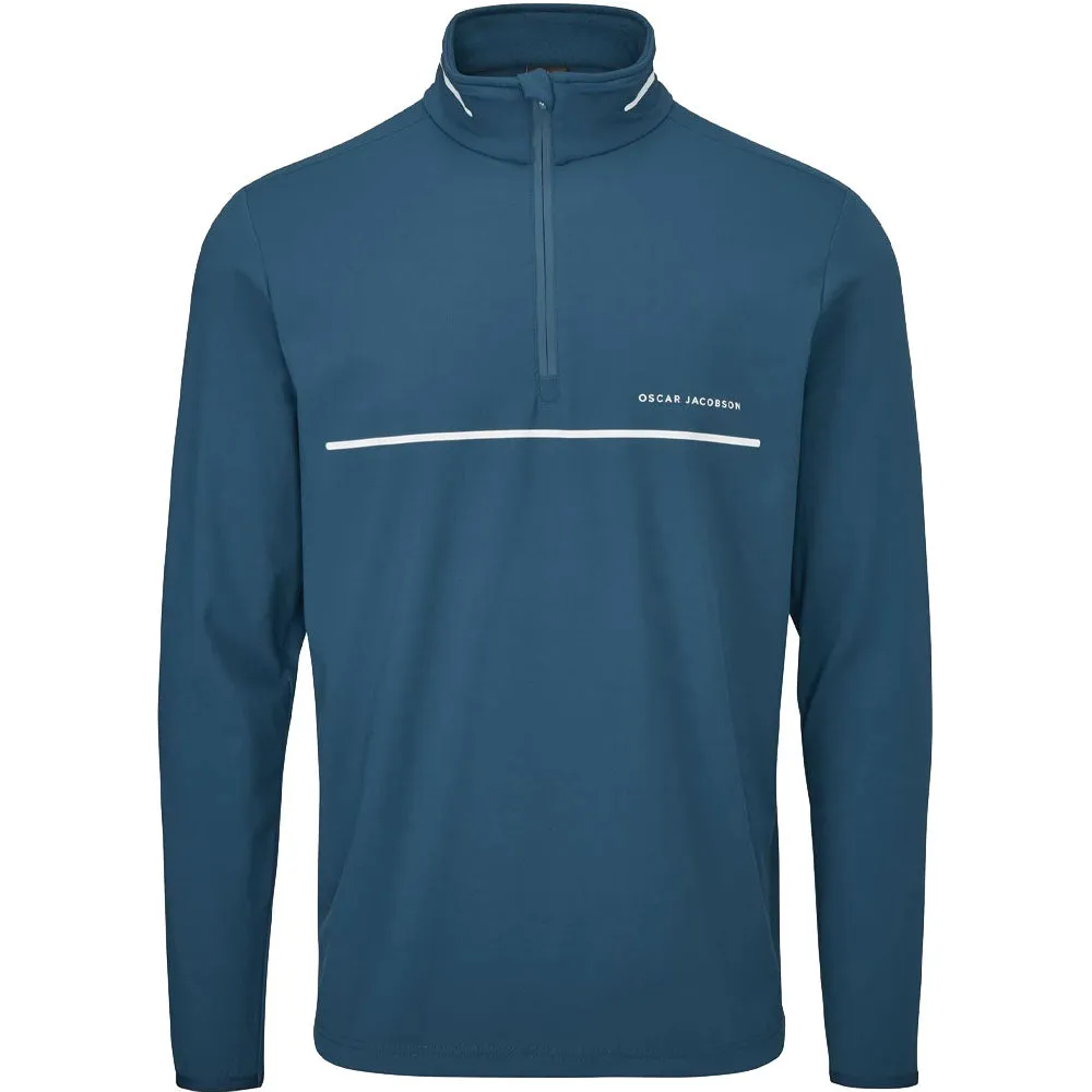 Oscar Jacobson Darwin 1/4 Zip Pullover - Teal/White