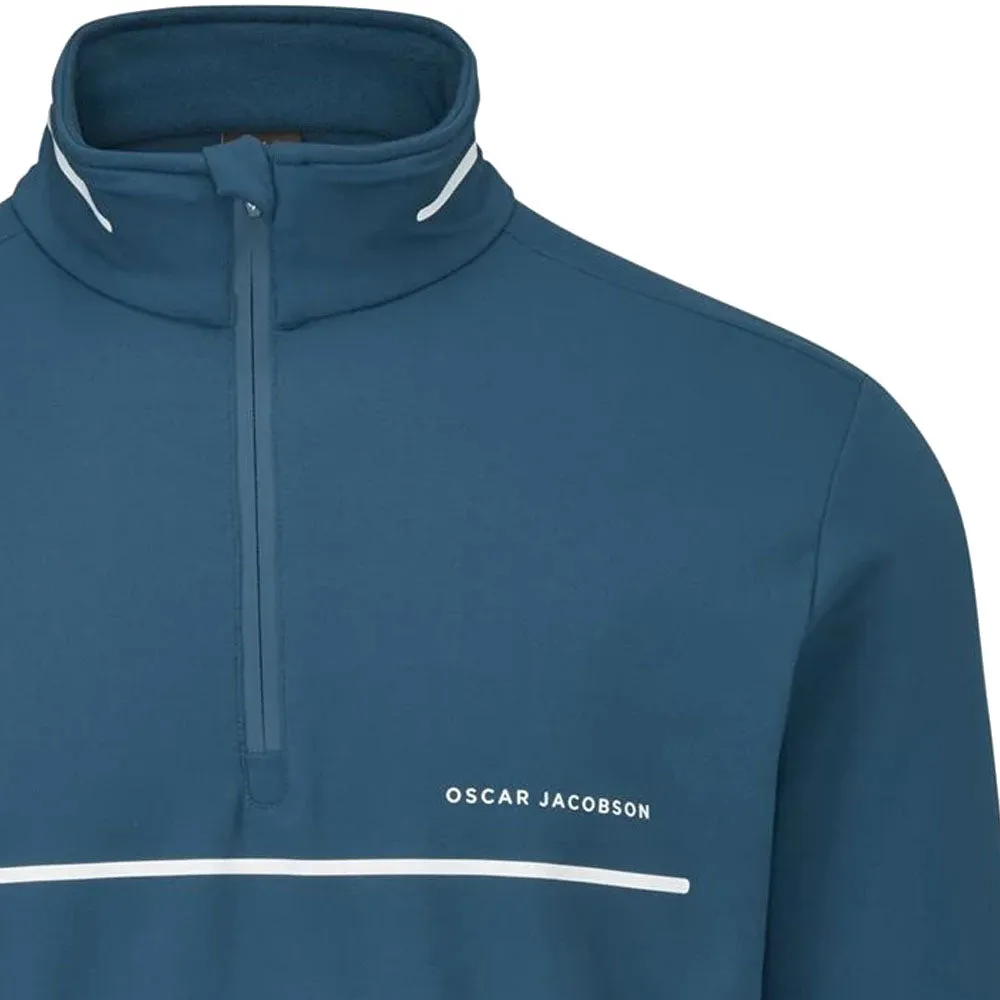 Oscar Jacobson Darwin 1/4 Zip Pullover - Teal/White