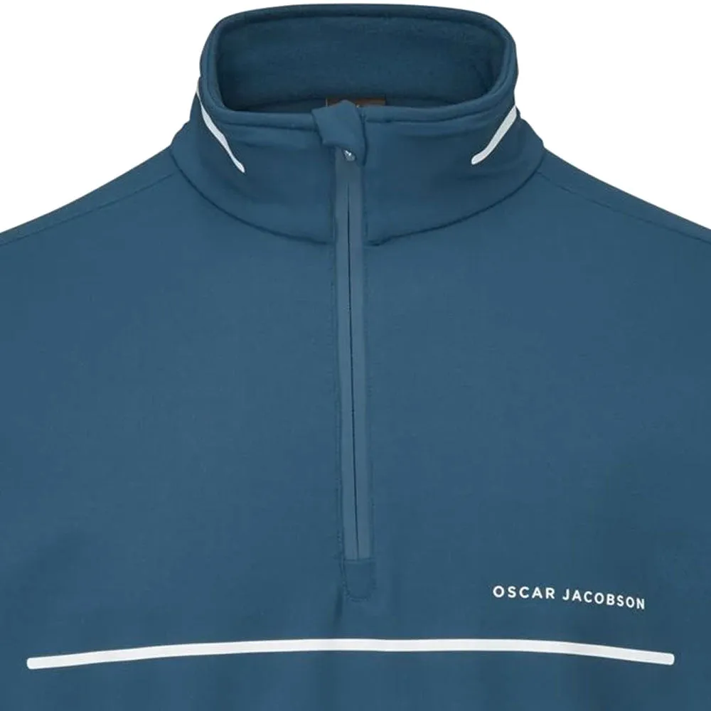 Oscar Jacobson Darwin 1/4 Zip Pullover - Teal/White