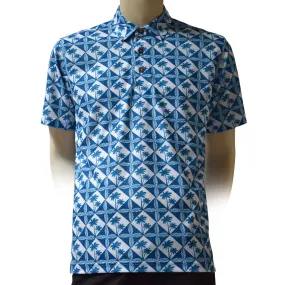 Palm Tree Motif Printed Polo Shirt - Hawaiian All Over Pattern Premium Lightweight Fast-Drying Casual Men Unisex shirt