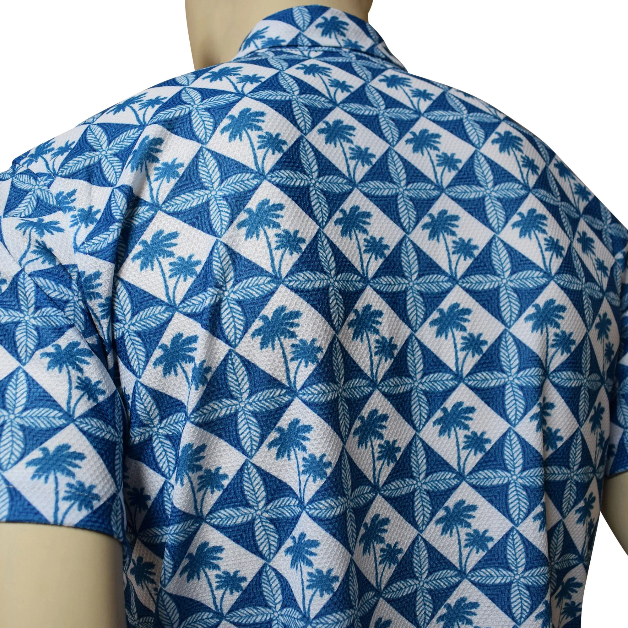 Palm Tree Motif Printed Polo Shirt - Hawaiian All Over Pattern Premium Lightweight Fast-Drying Casual Men Unisex shirt