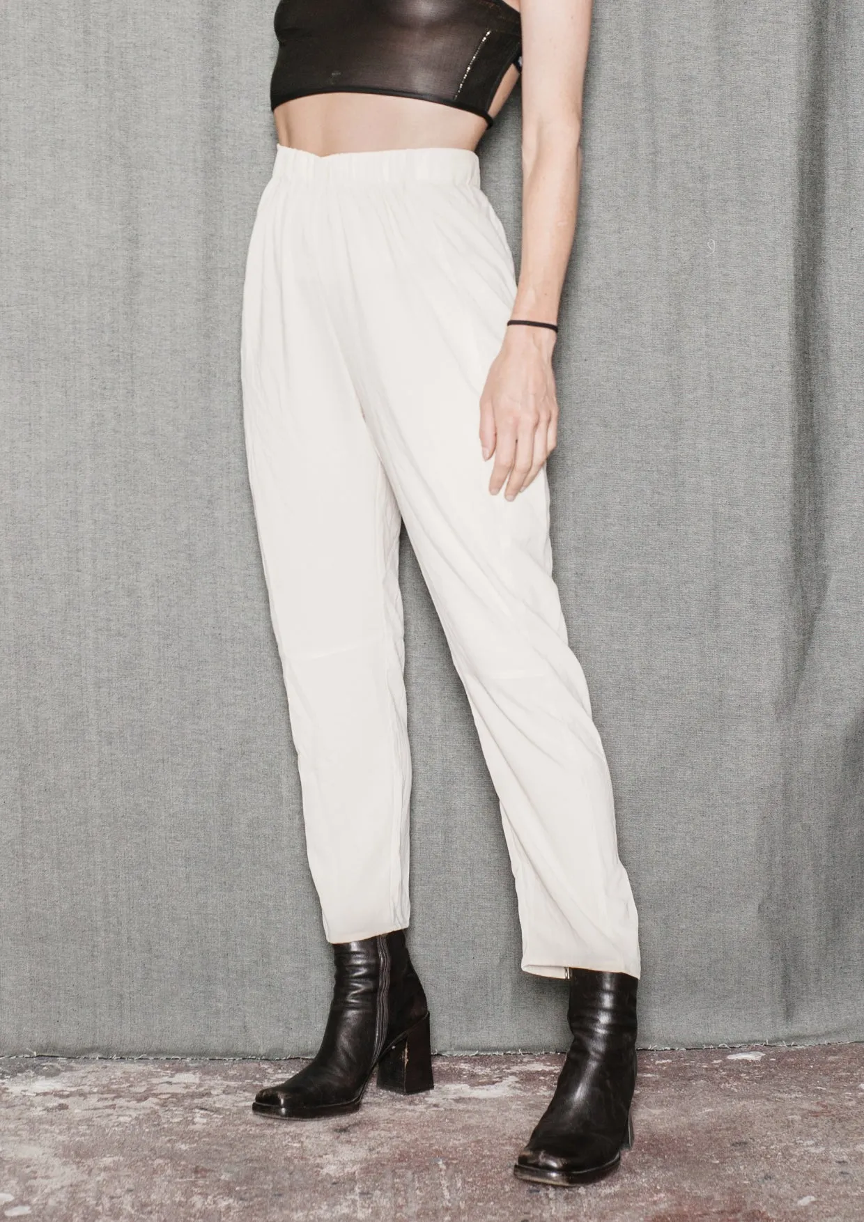 PANTS LOOSE ELASTIC - creme plain