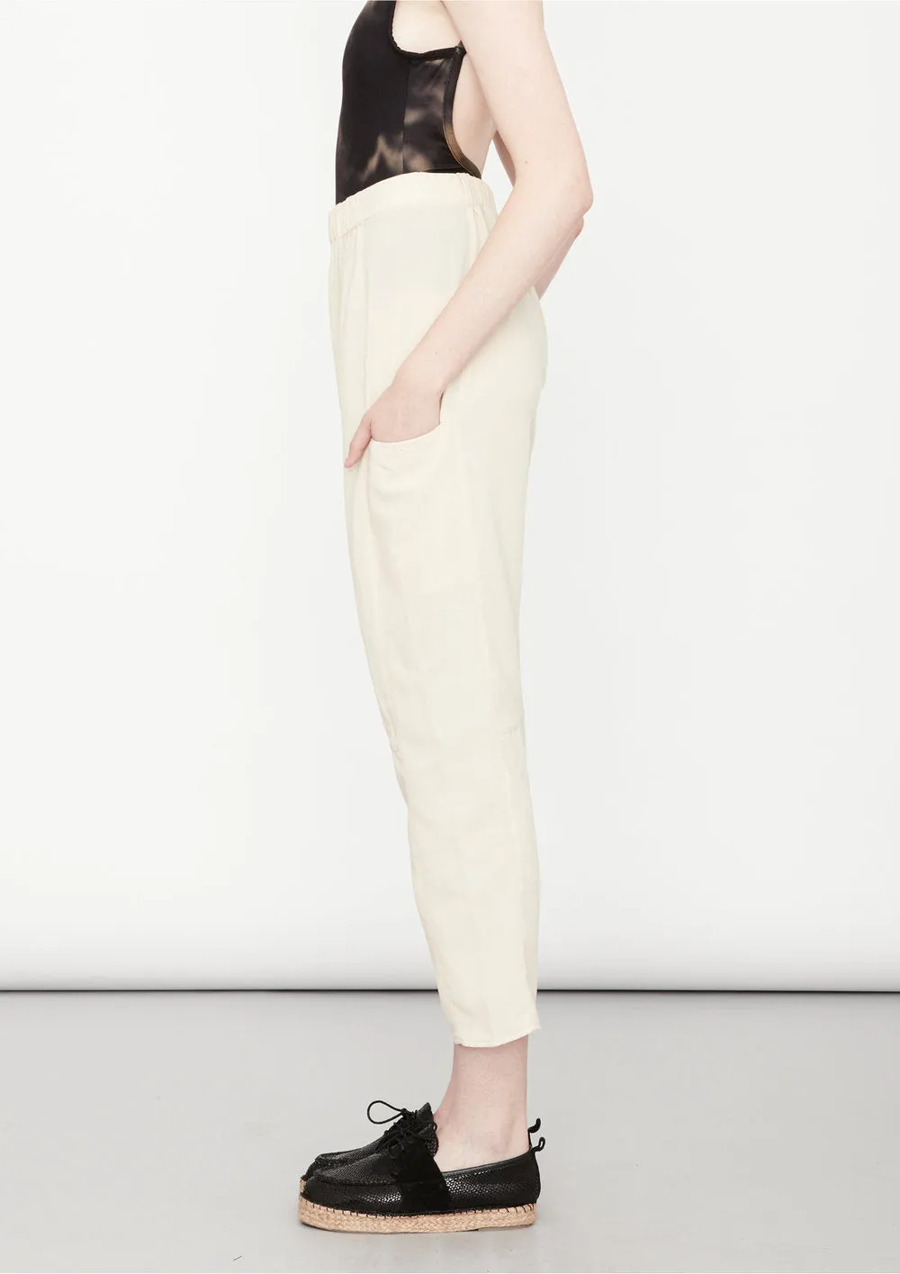 PANTS LOOSE ELASTIC - creme plain