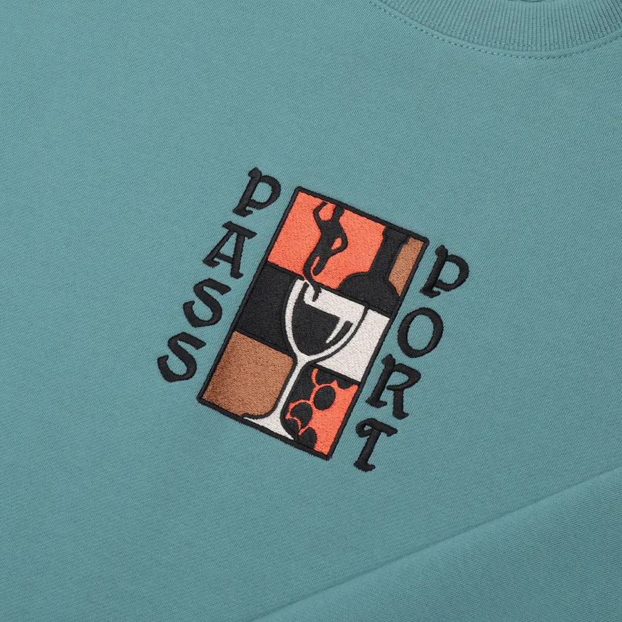 Passport Dine Em'  Crewneck Washed Out Teal