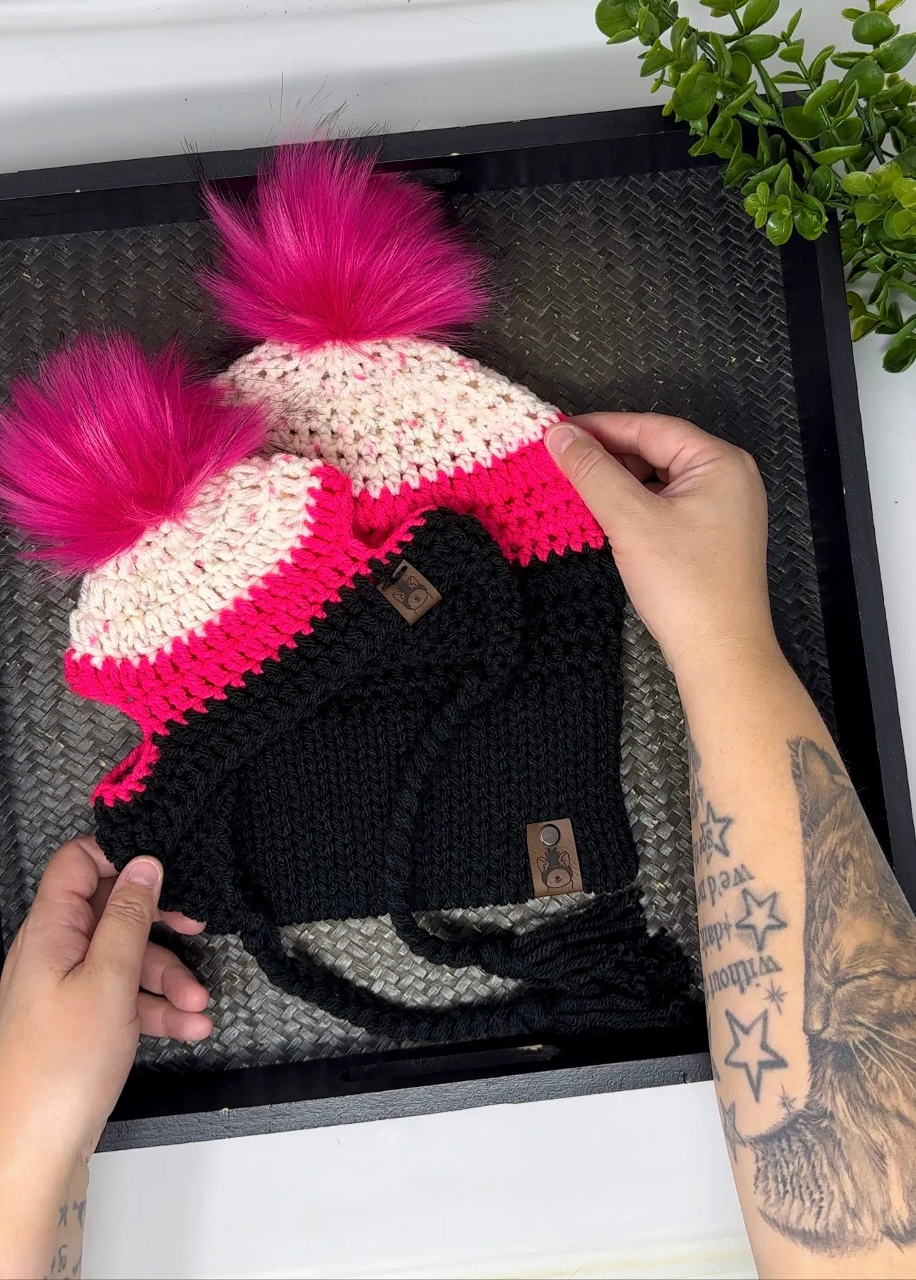 Pink Crush Matching Mommy & Pupper Beanie Set