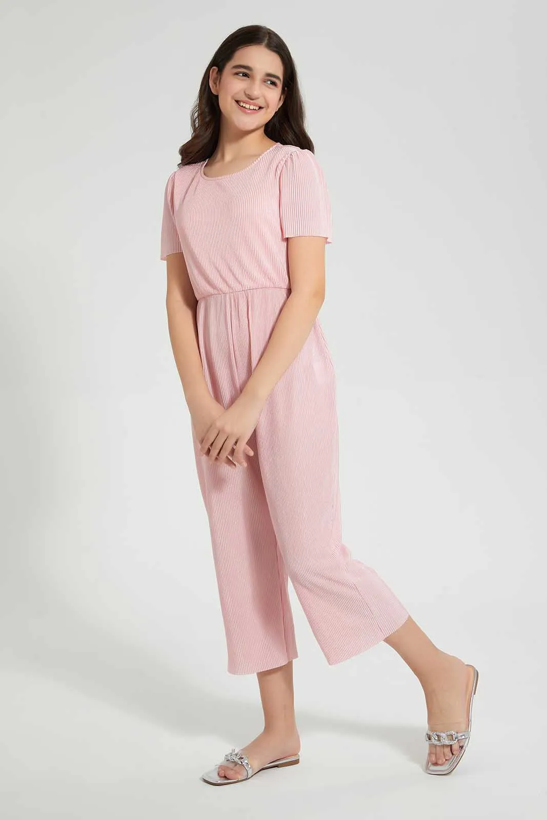 Pink Pleated Jumpsuit