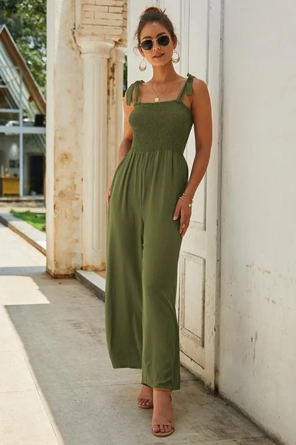 Plain Sleeveless High-waisted Jumpsuit