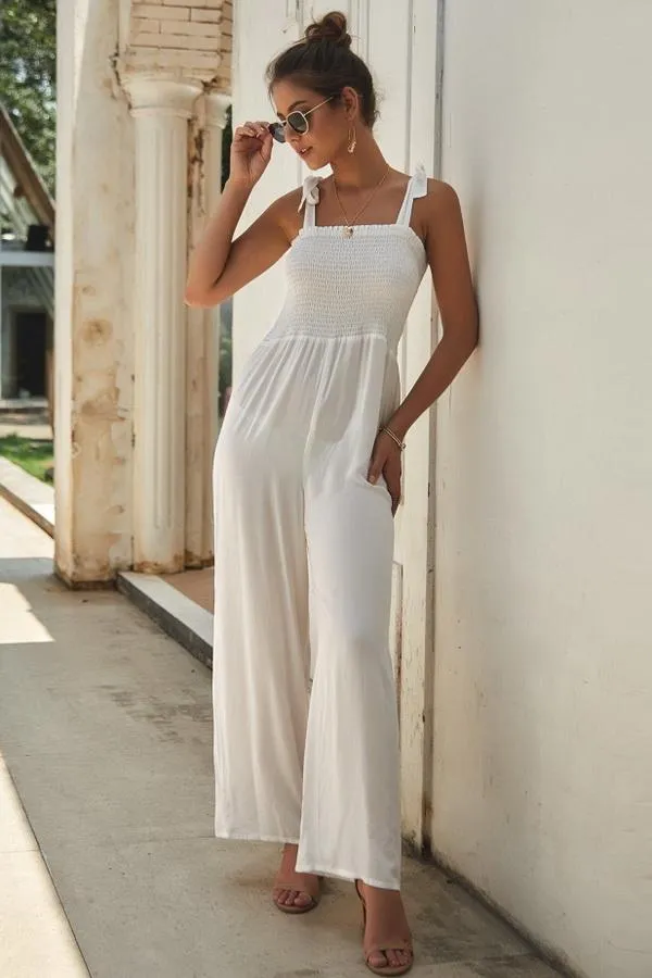 Plain Sleeveless High-waisted Jumpsuit