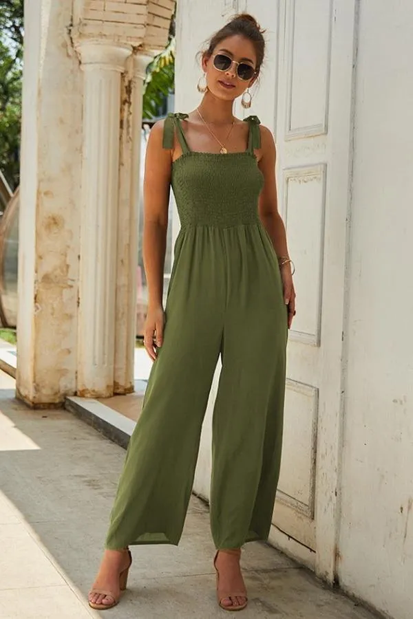 Plain Sleeveless High-waisted Jumpsuit