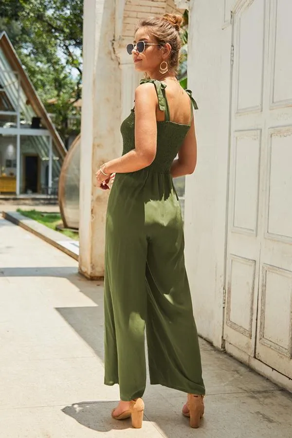 Plain Sleeveless High-waisted Jumpsuit