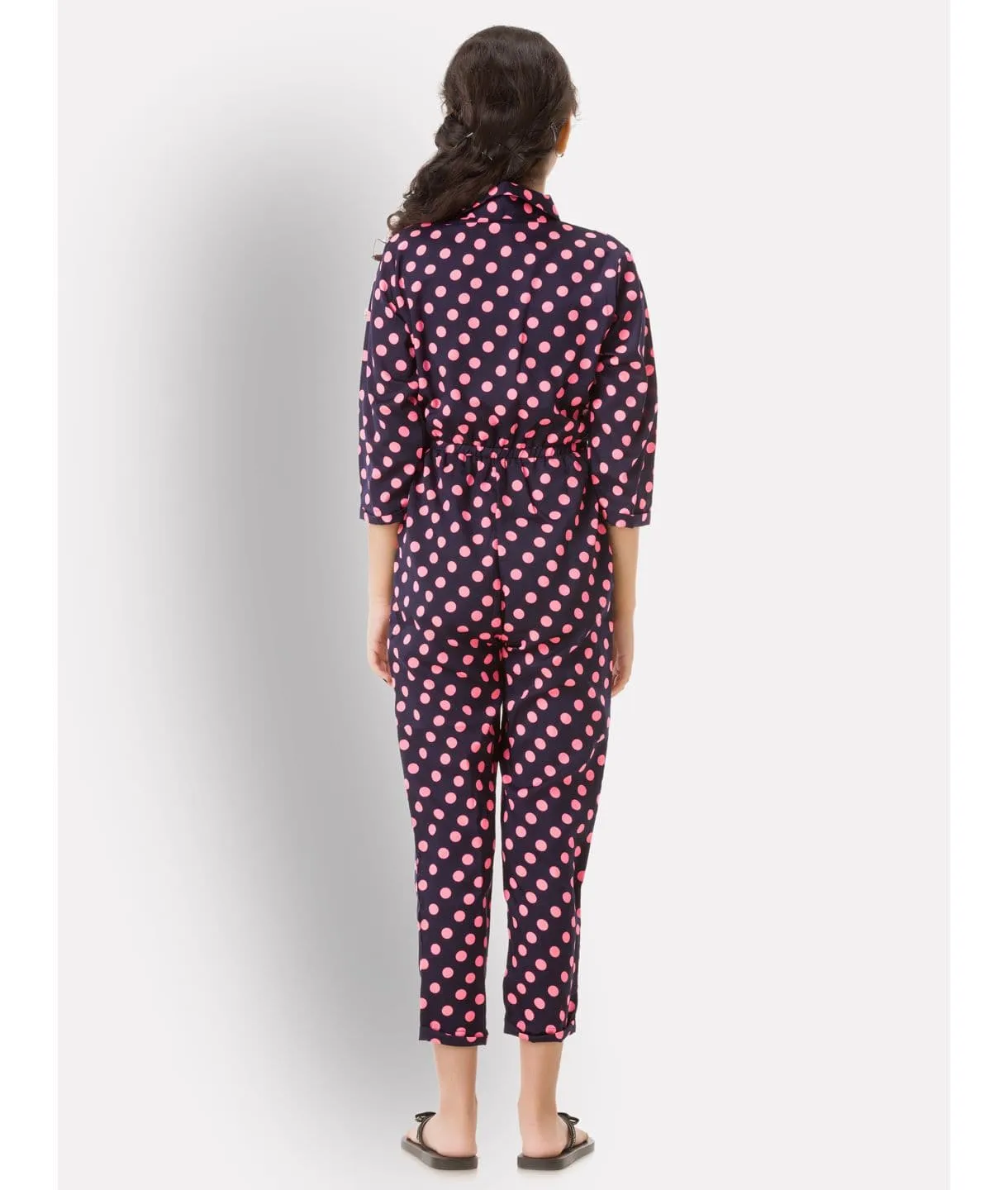 Polka Roll-up Jumpsuit for Girls