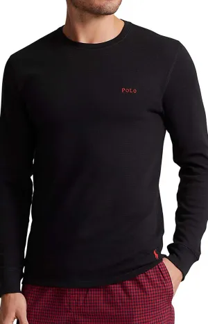 Polo Ralph Lauren Thermal Waffle Knit Long Sleeve Crew Shirt - Classic Black