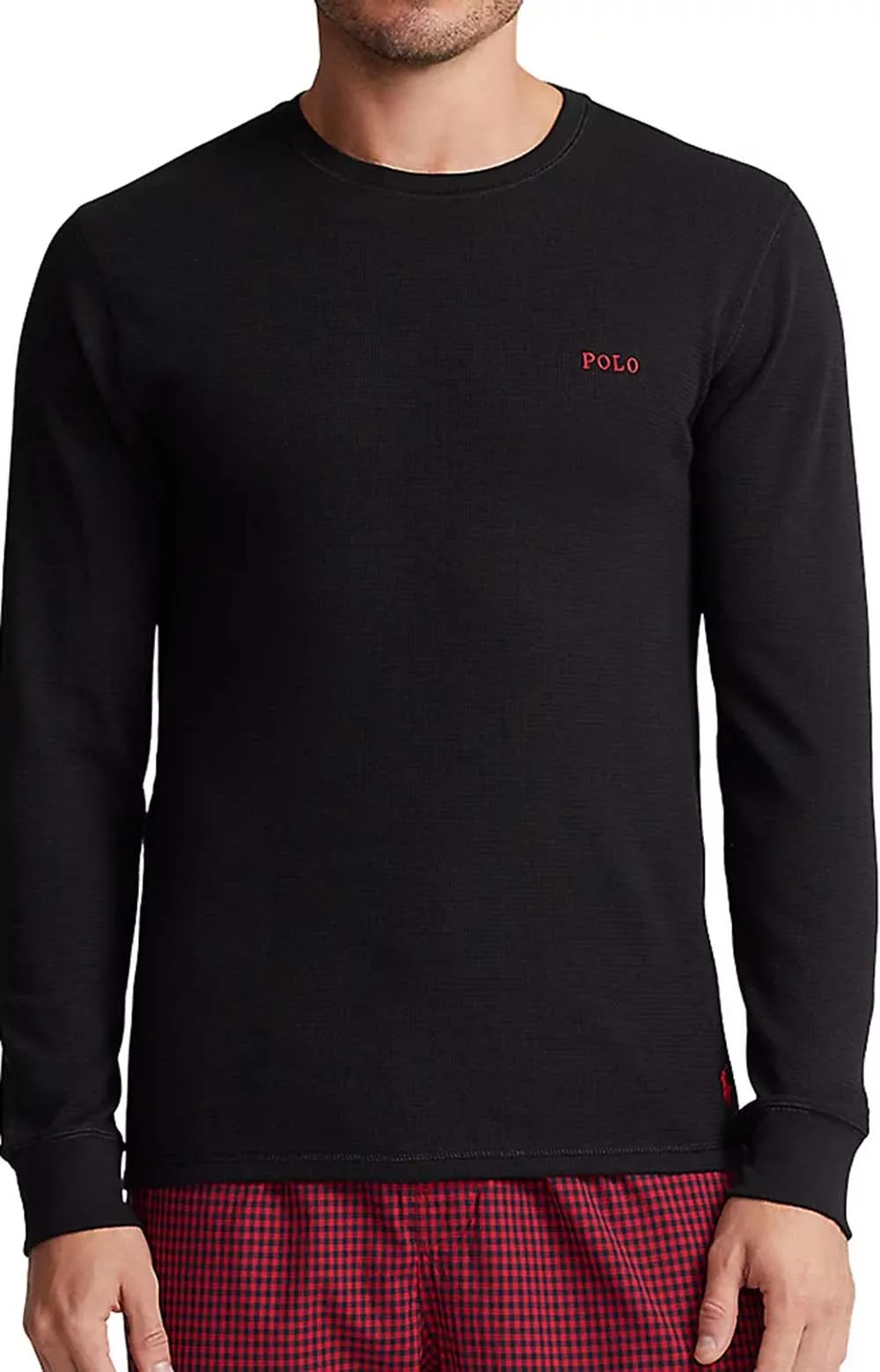 Polo Ralph Lauren Thermal Waffle Knit Long Sleeve Crew Shirt - Classic Black