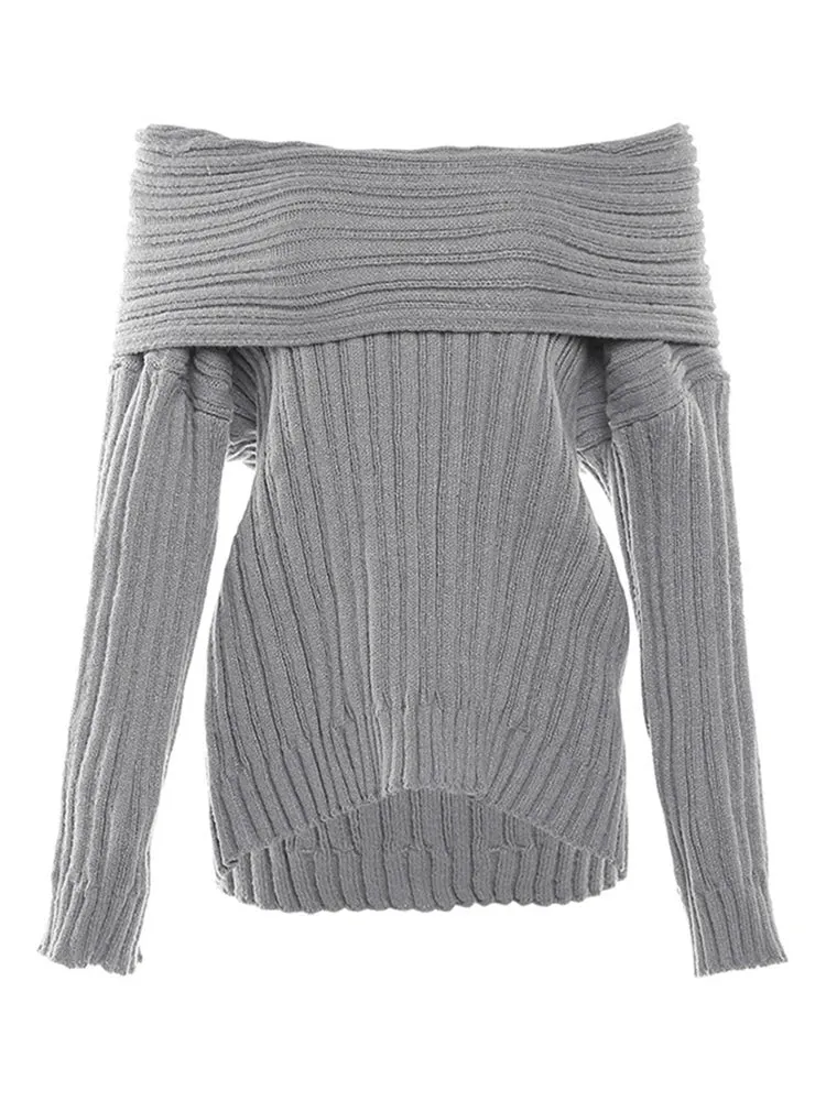 Pre Order:  Off Shoulder Knitted Pullover Sweater