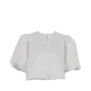 Pre Order:  Solid Bubble Sleeve Satin Blouse