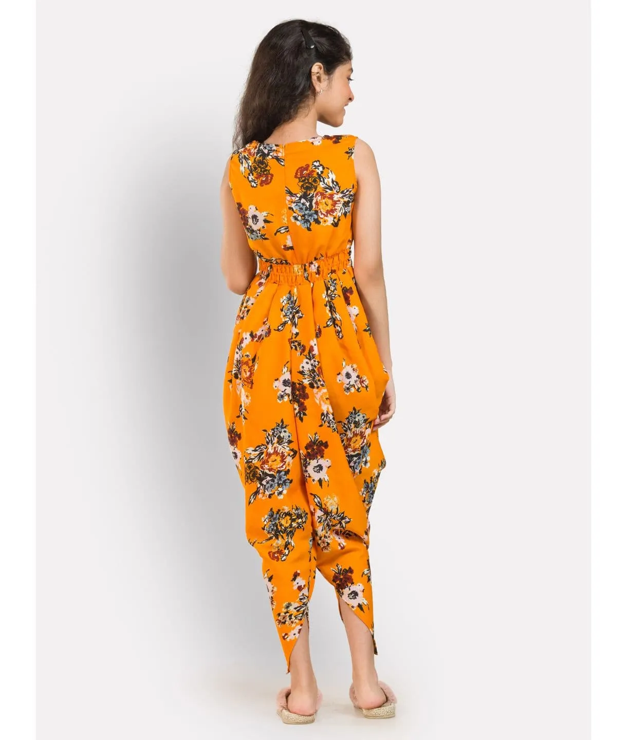 Printed Elasticated Dhoti Jumpsuit for Girls