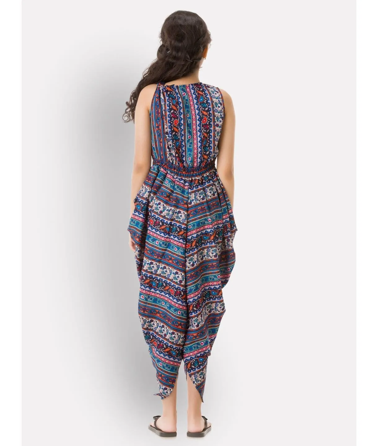 Printed Elasticated Dhoti Jumpsuit for Girls