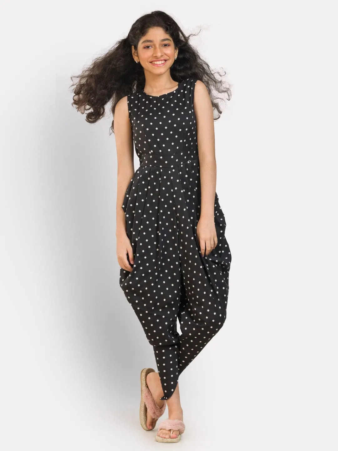 Printed Elasticated Dhoti Jumpsuit for Girls