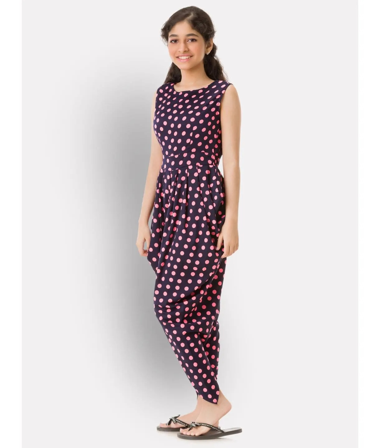 Printed Elasticated Dhoti Jumpsuit for Girls