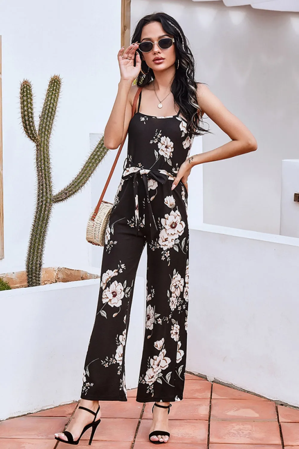 Printed Suspenders Jumpsuit