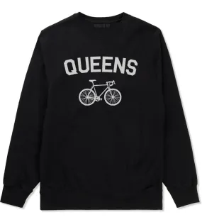 Queens New York Vintage Bike Cycling Mens Crewneck Sweatshirt