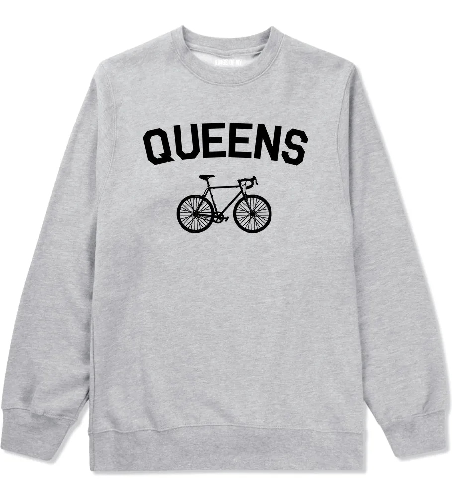 Queens New York Vintage Bike Cycling Mens Crewneck Sweatshirt