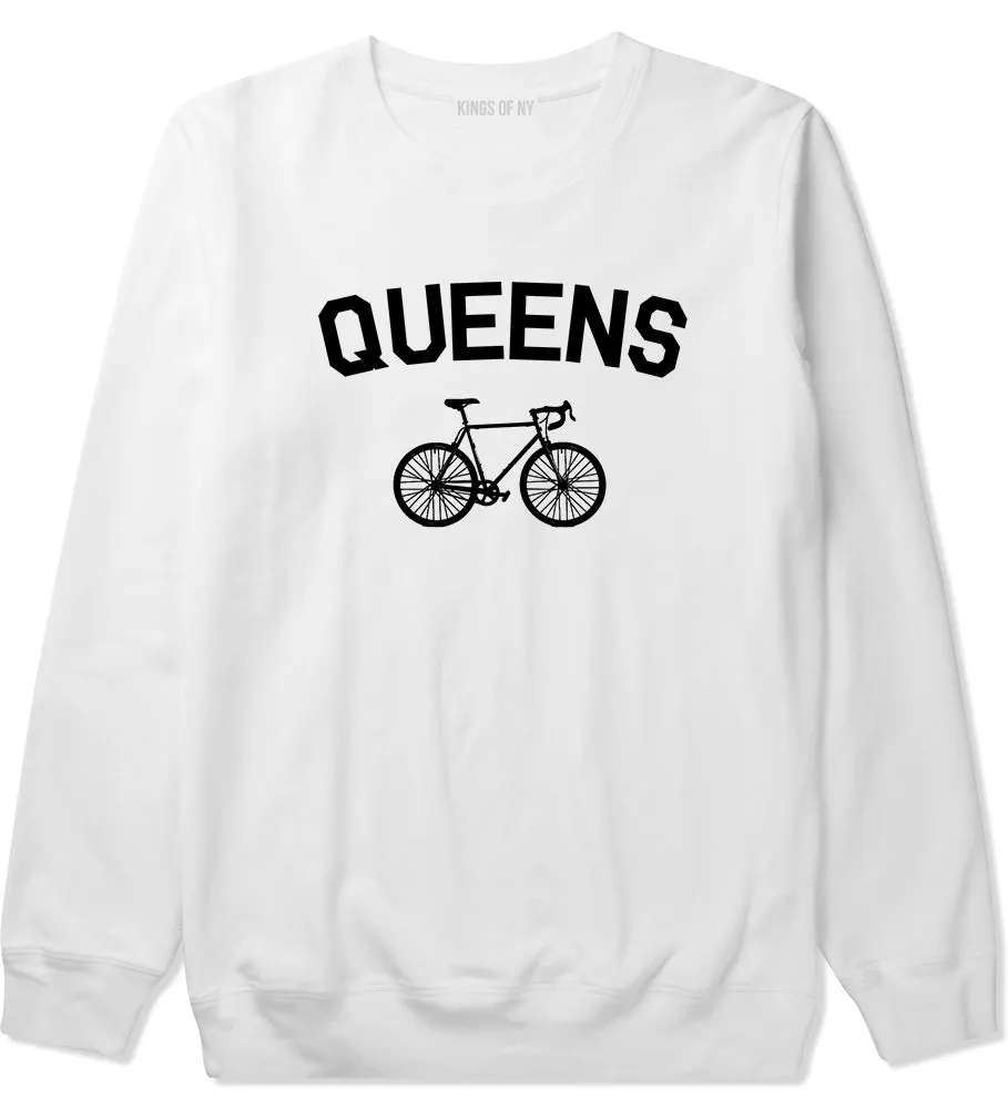 Queens New York Vintage Bike Cycling Mens Crewneck Sweatshirt