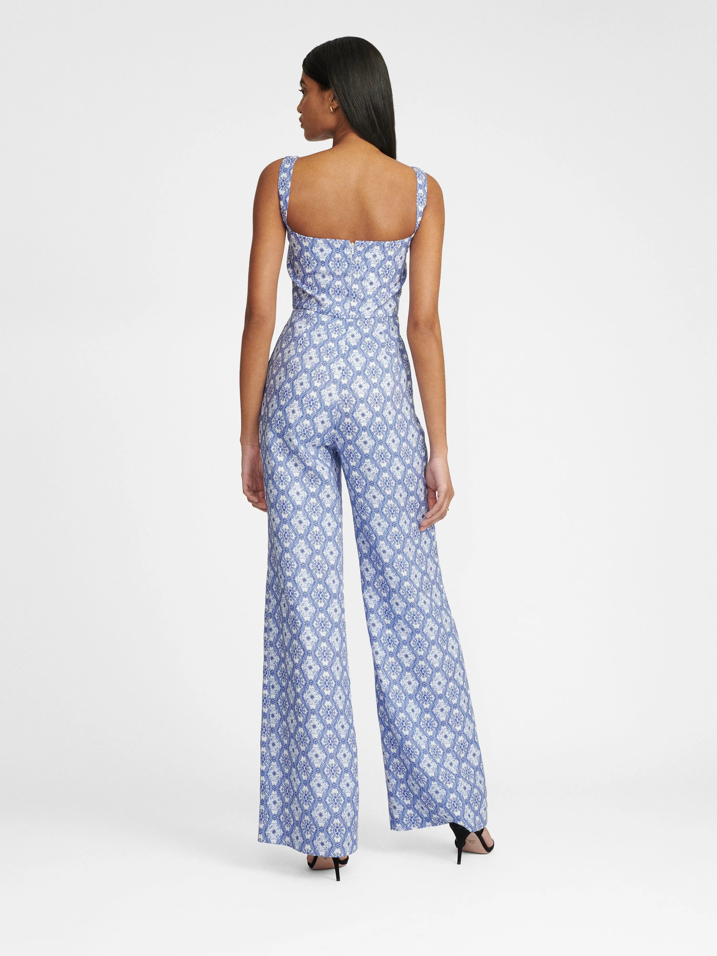 Rachel Jumpsuit in Delphiniums print