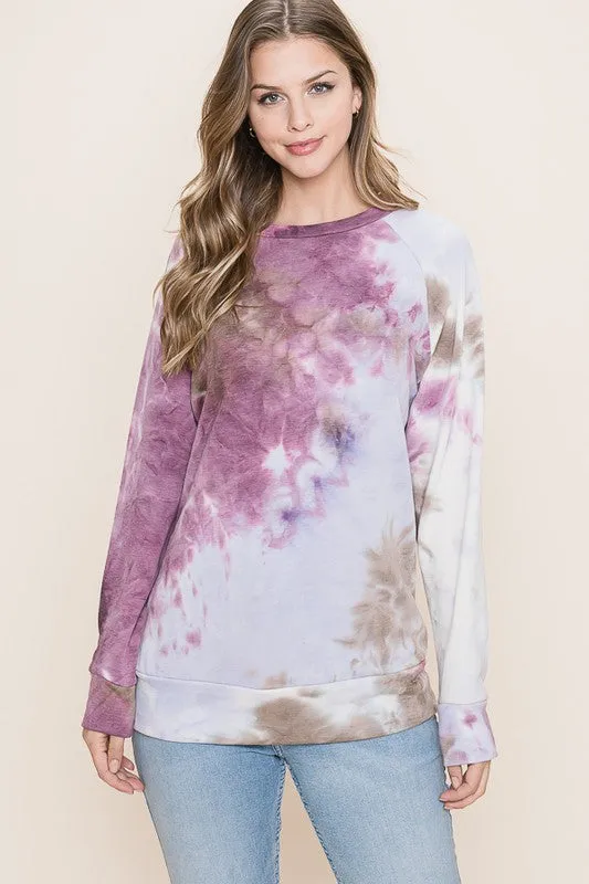 REB107 - CURVY TIE DYE SWEATSHIRT