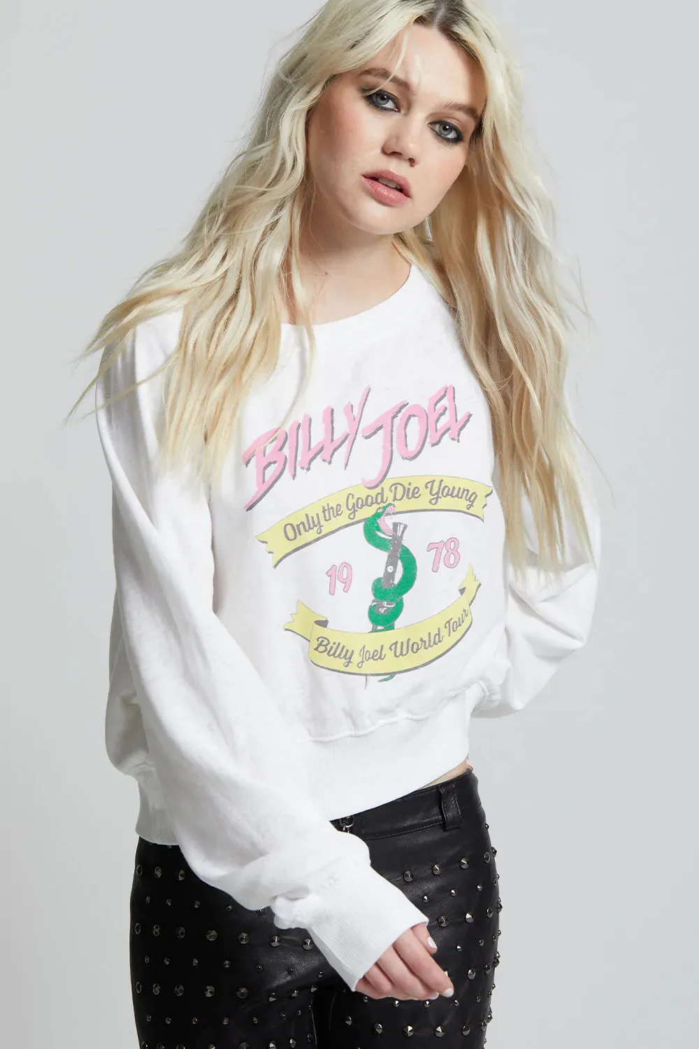 Recycled Karma Billy Joel 1978 Crop Pullover