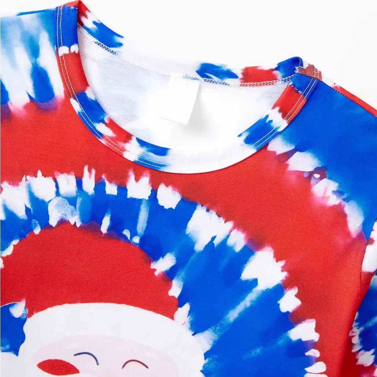 Red and Blue Tie Dye Santa Claus Pajamas for Family