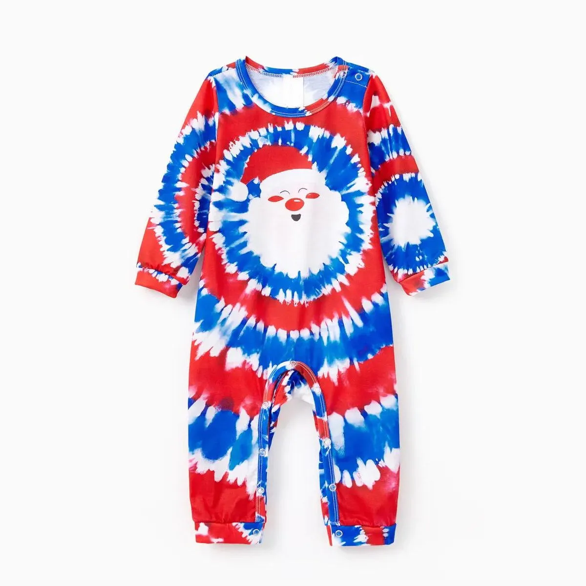 Red and Blue Tie Dye Santa Claus Pajamas for Family