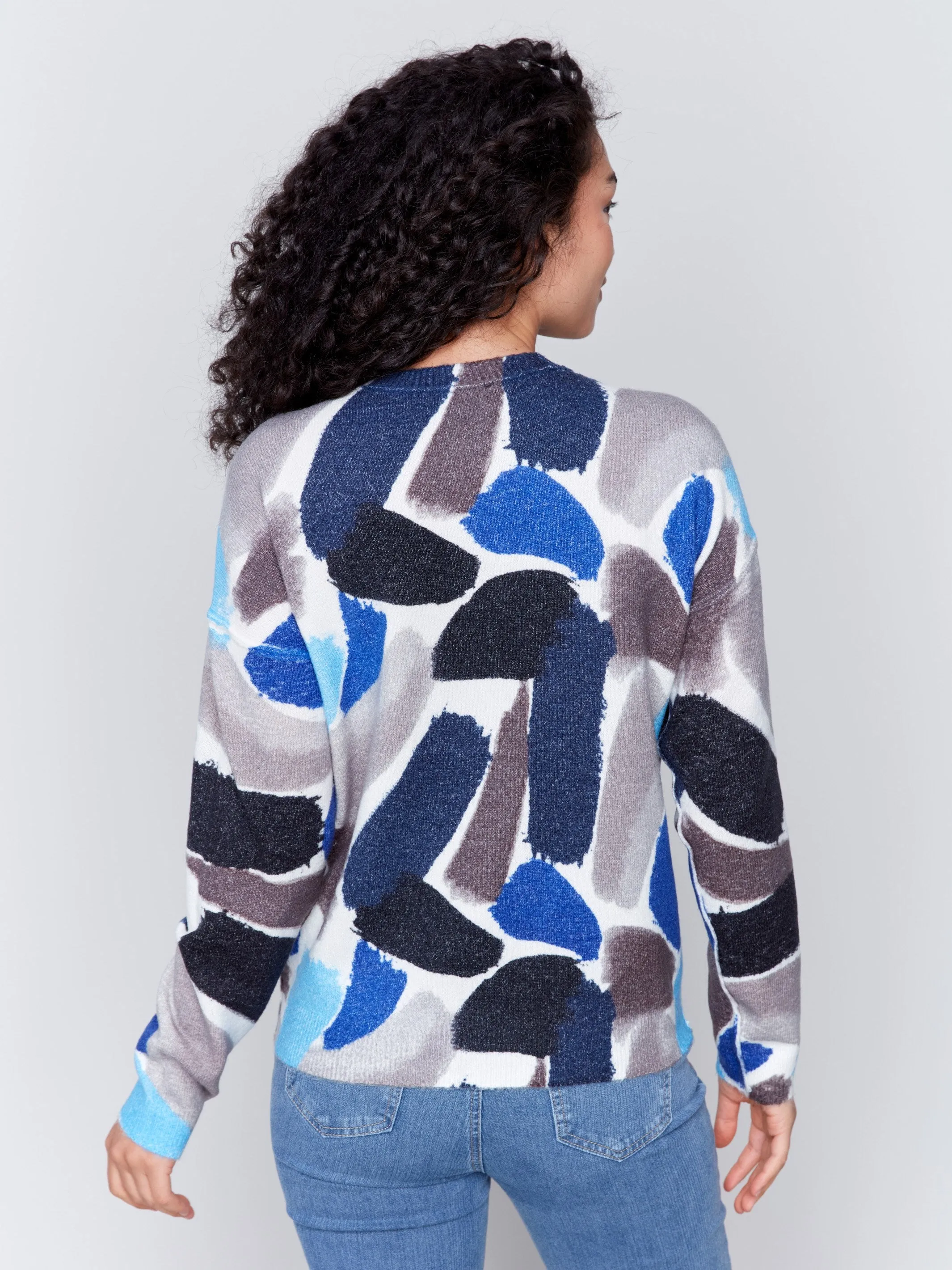 Reversible Printed Sweater - Sapphire