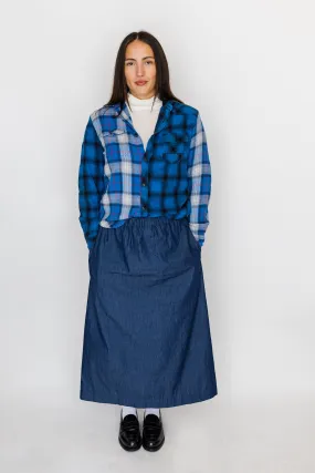 Reworked vintage check shirt- Bright blue mix (M)