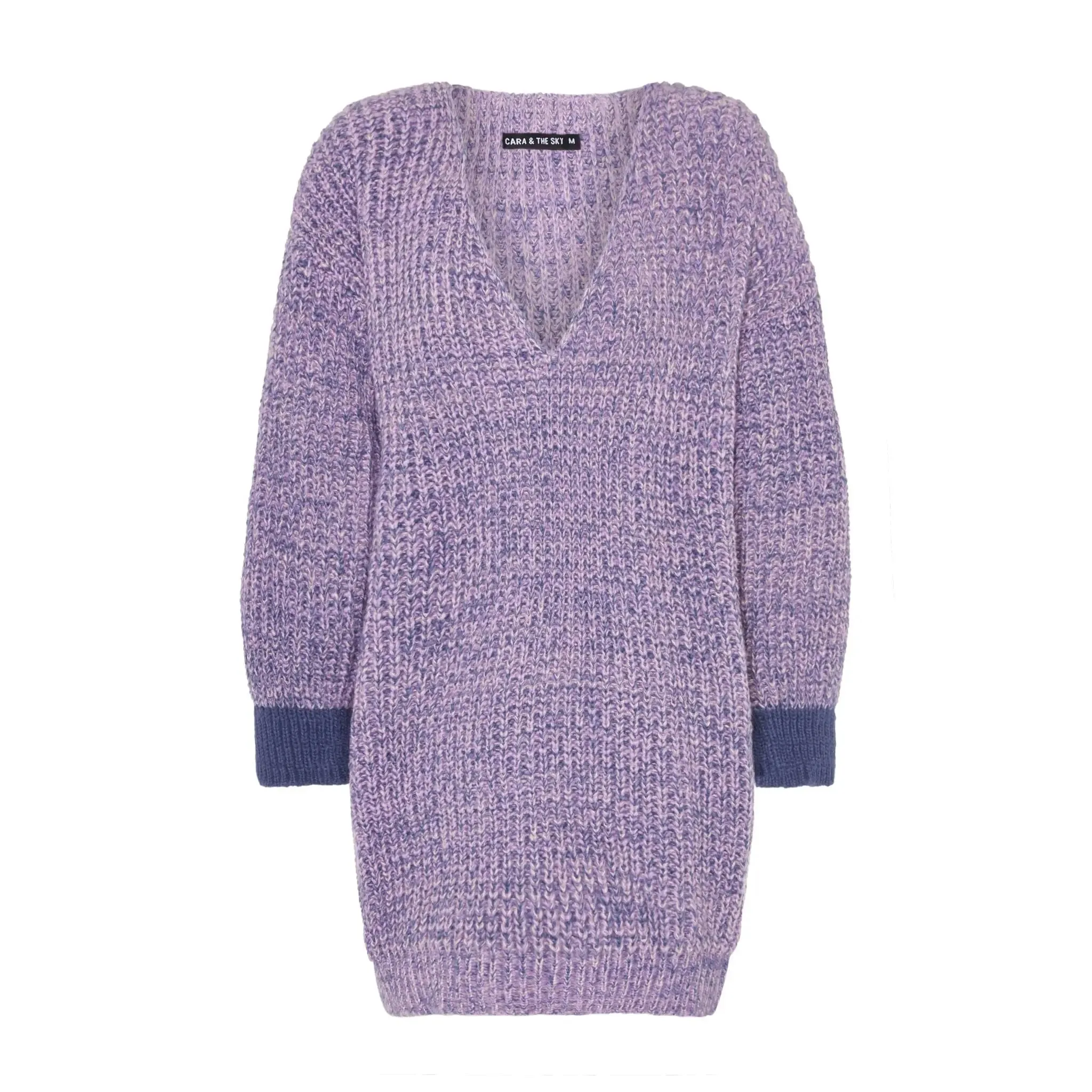 Rosie v Neck Twist Tunic Knit Jumper - Lilac