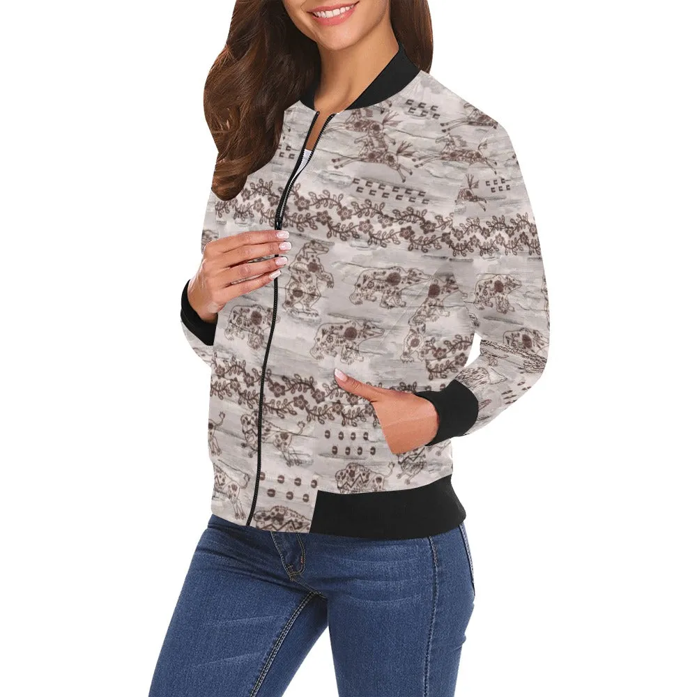 Sacred Run All Over Print Bomber Jacket for Women