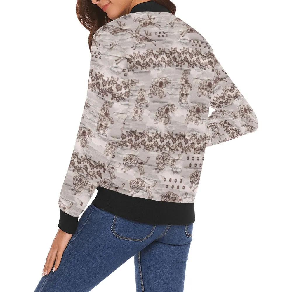 Sacred Run All Over Print Bomber Jacket for Women