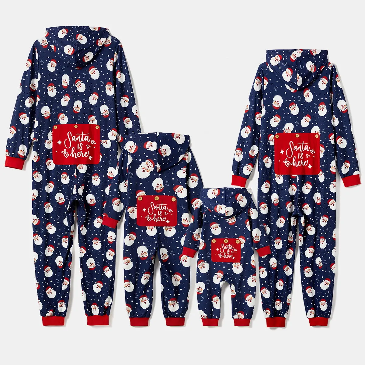 Santa Is Here Hooded Pajamas Family Christmas Onesies Father Santa