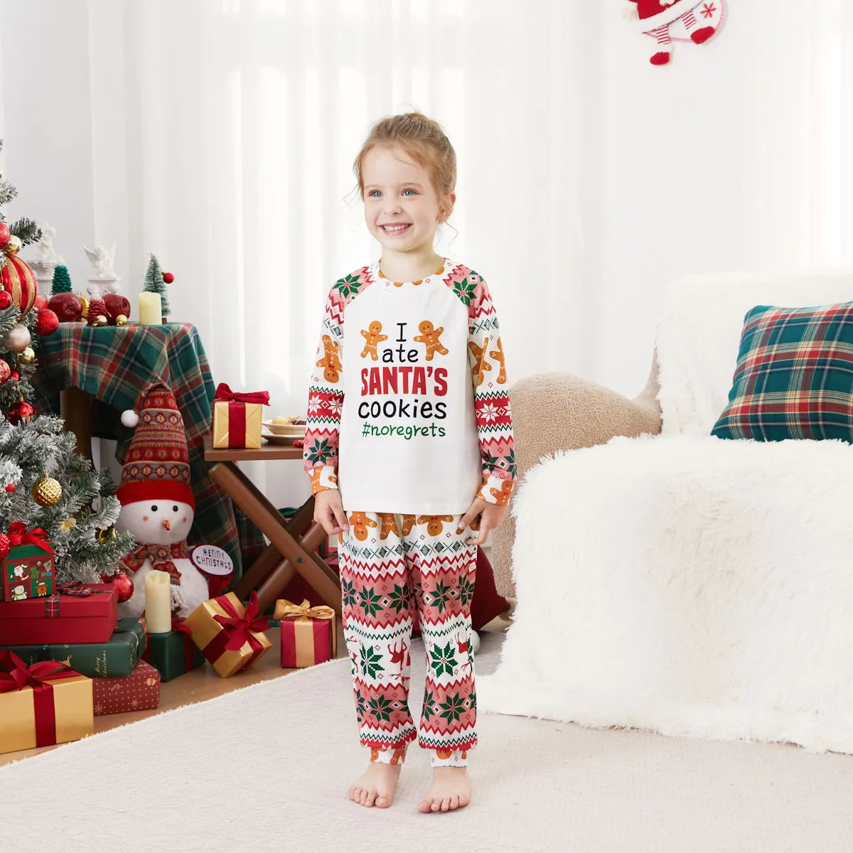 Santa's Cookies Gingerbread Family Pajamas Christmas