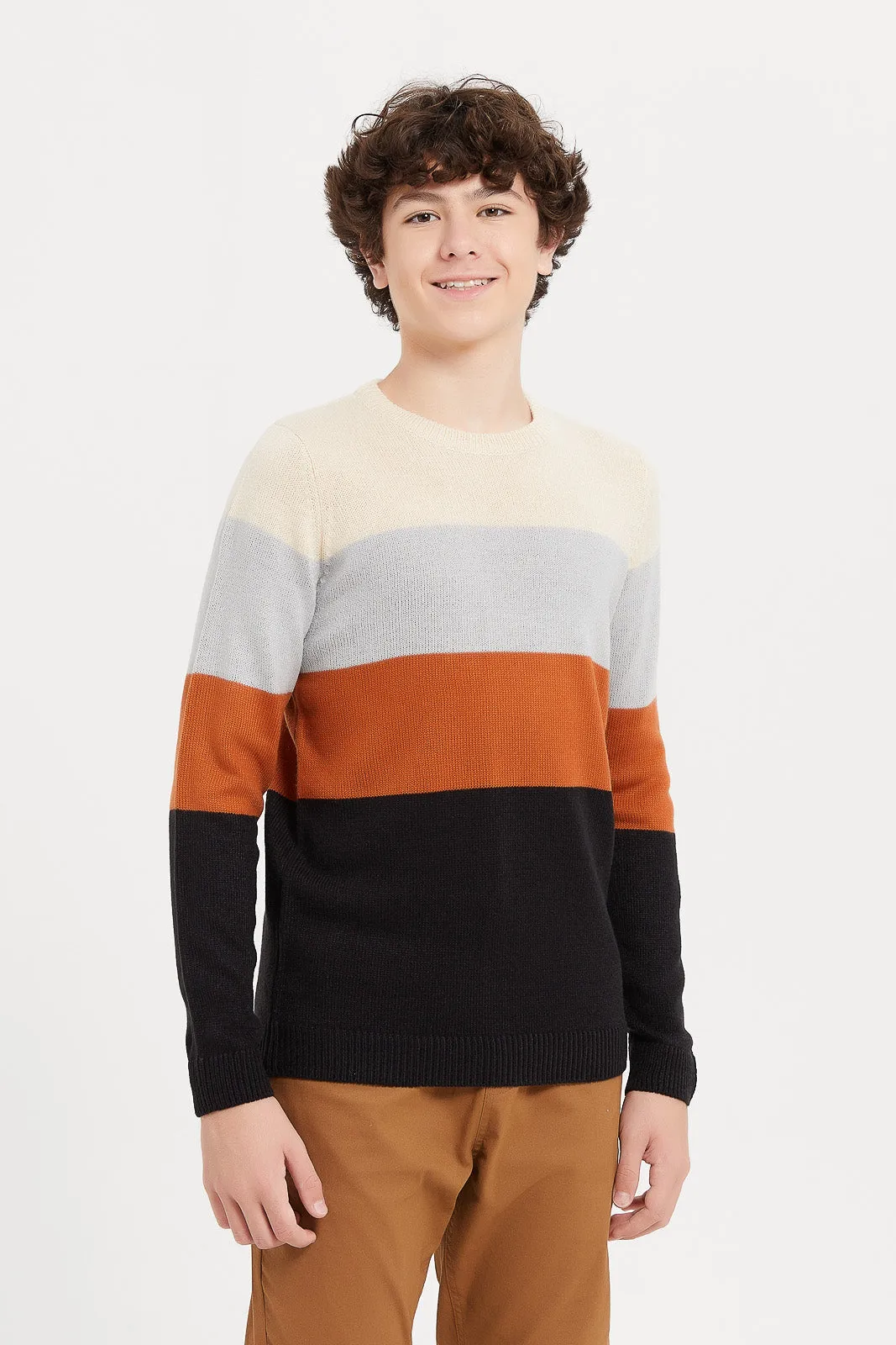 Senior Boys Multicolour Jacquard Pullover