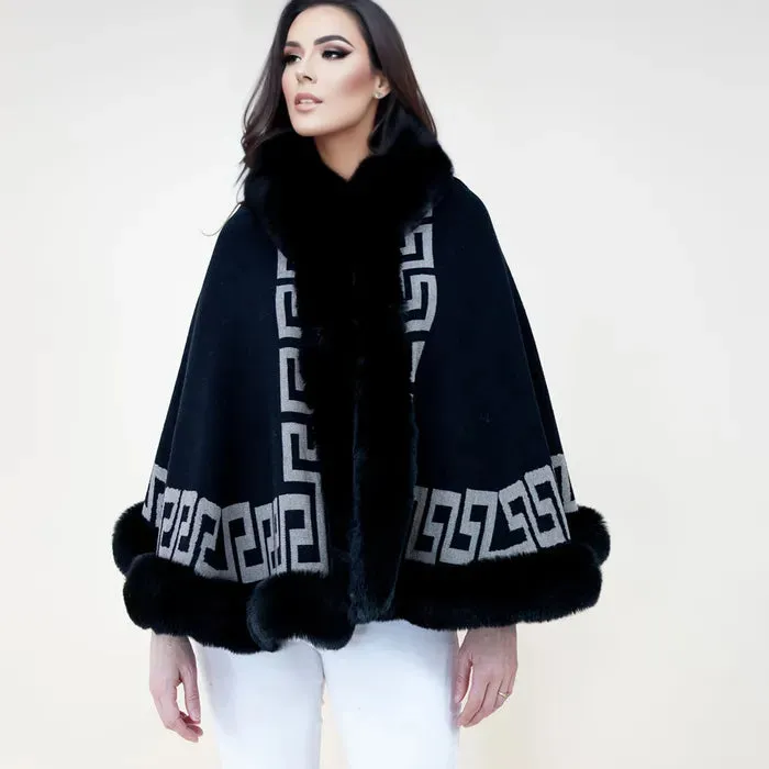 Shawl Cape Ruana  Fur Wrap for Women